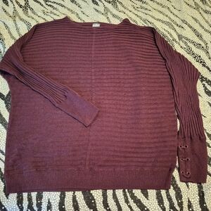 New York & Company Deep Purple Ribbed Sweater